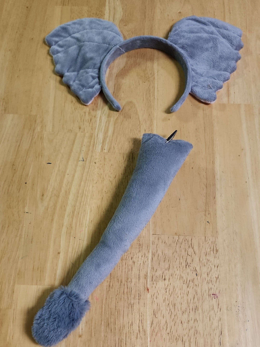 Plush Gray Elephant Ears Headband & Tail Costume OSFM